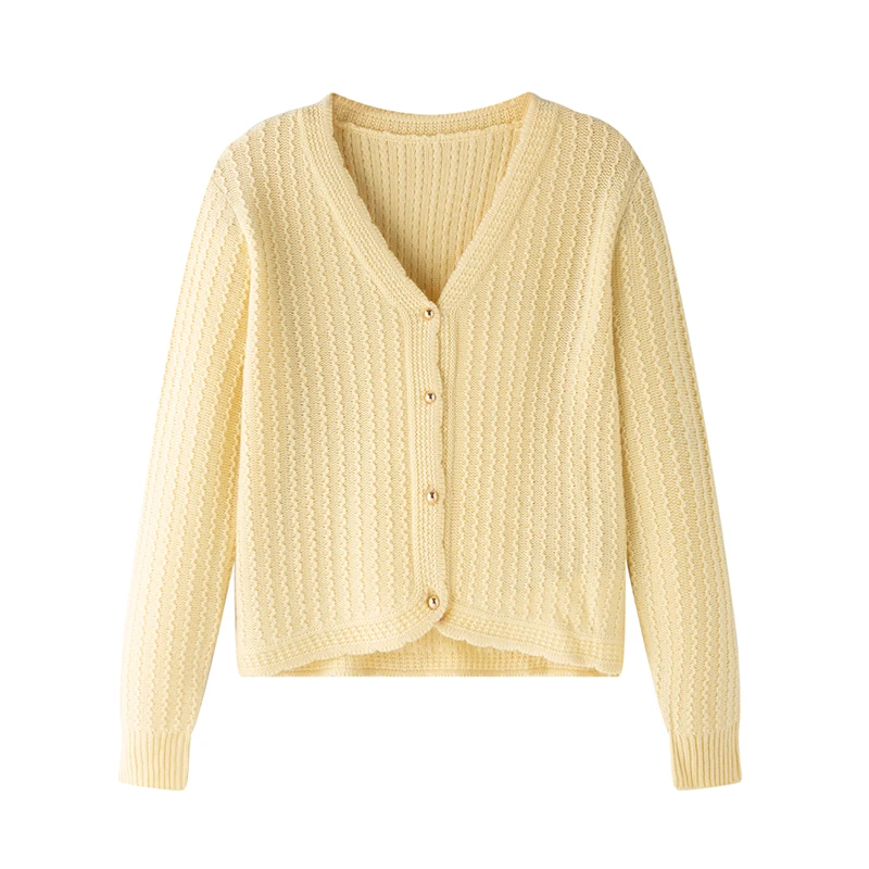 镂空V领针织开衫女长袖外搭设计感气质小众时尚潮