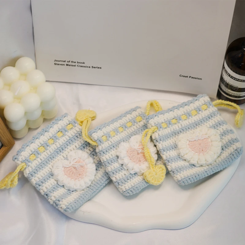 爱心条纹束口包  手工钩织手工DIY百搭时尚创意玩偶钩织