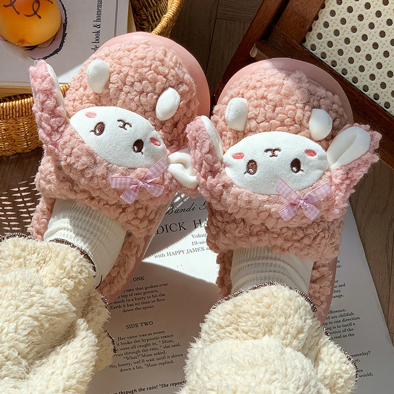 防滑棉拖鞋女冬季2025新款居家室内静音可爱加绒保暖棉拖外穿