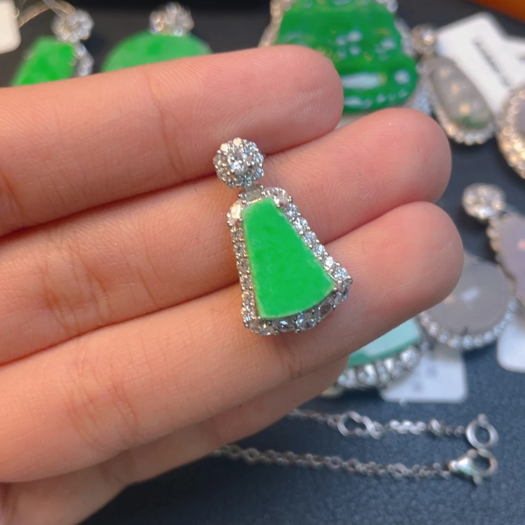 翡翠银S925镶嵌吊坠(不含链)