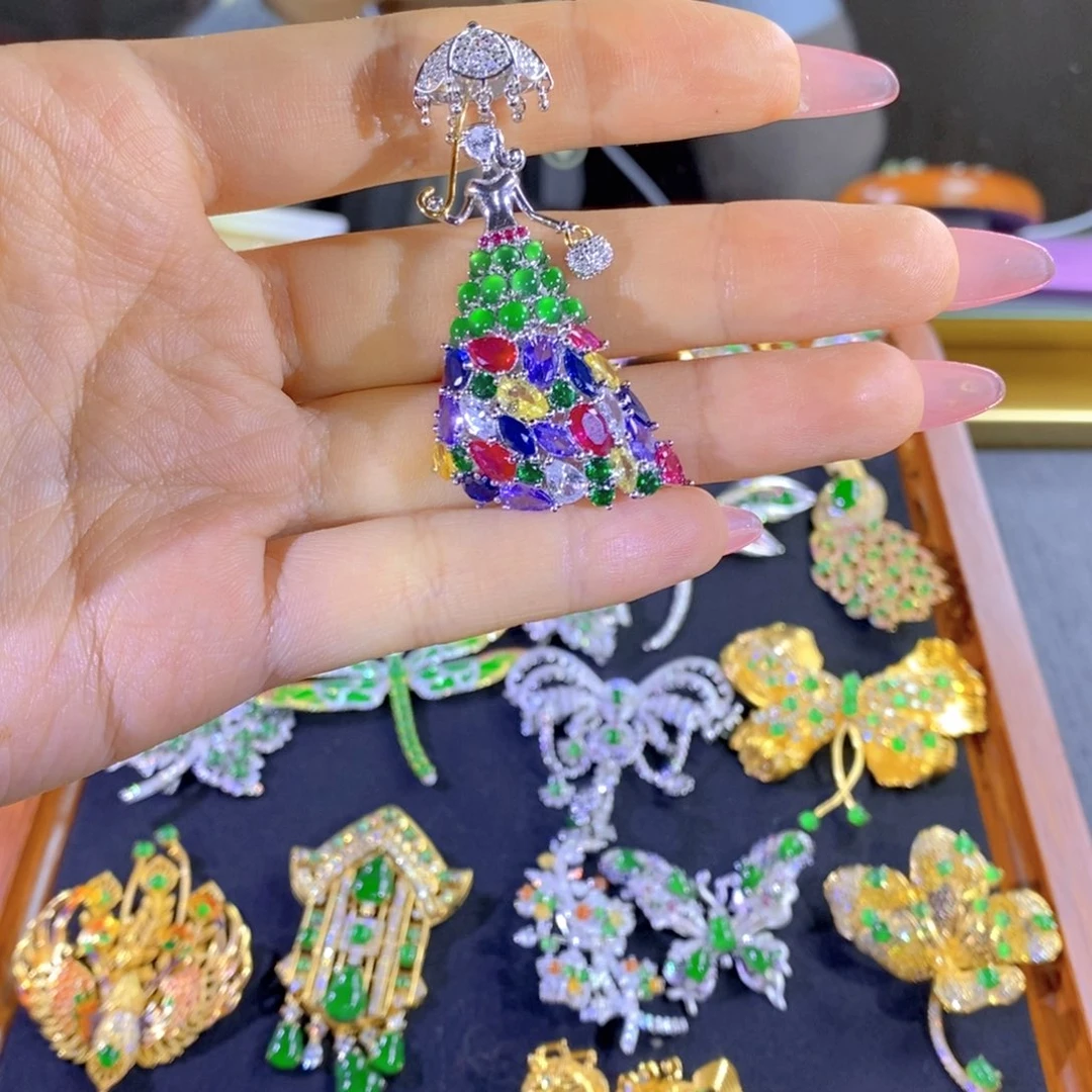 银S925镶嵌翡翠耳饰