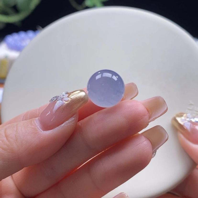 【闪购商品】翡翠颈饰未镶嵌翡翠冰蓝紫珠卡13.8mm