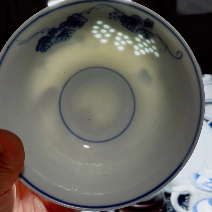 青花玲珑6寸面碗葡萄
