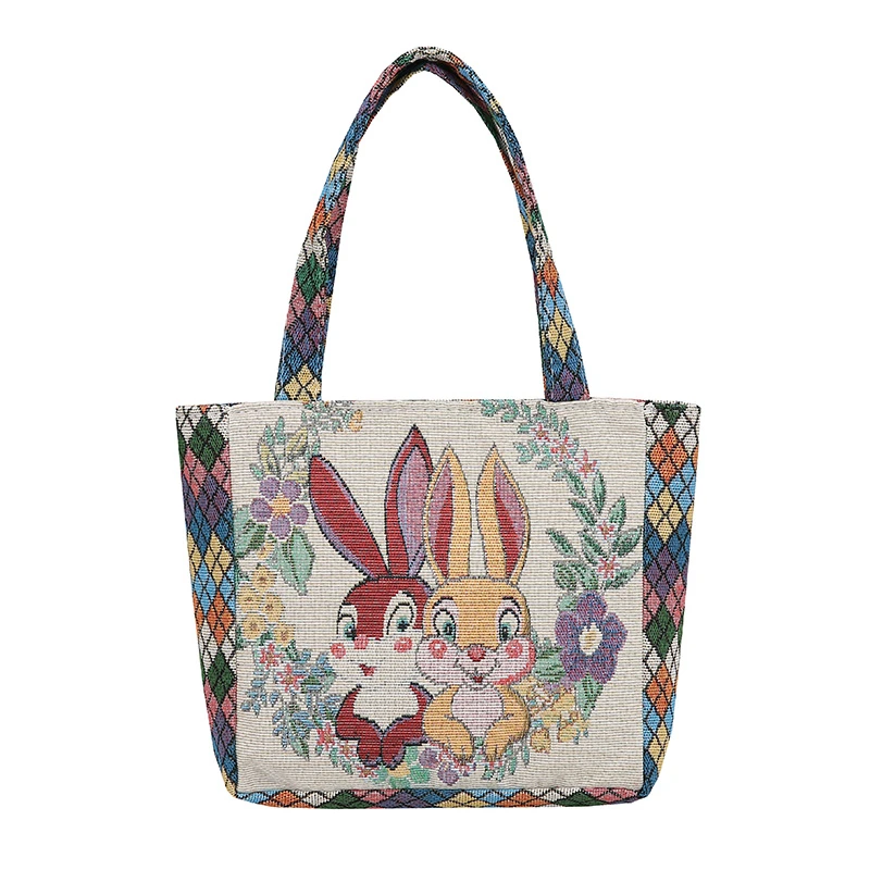 新款刺绣女包时尚个性潮包休闲手提包手机包饭盒包晨练买菜购物袋