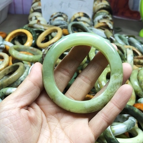 未镶嵌蛇纹石玉手镯✨️****