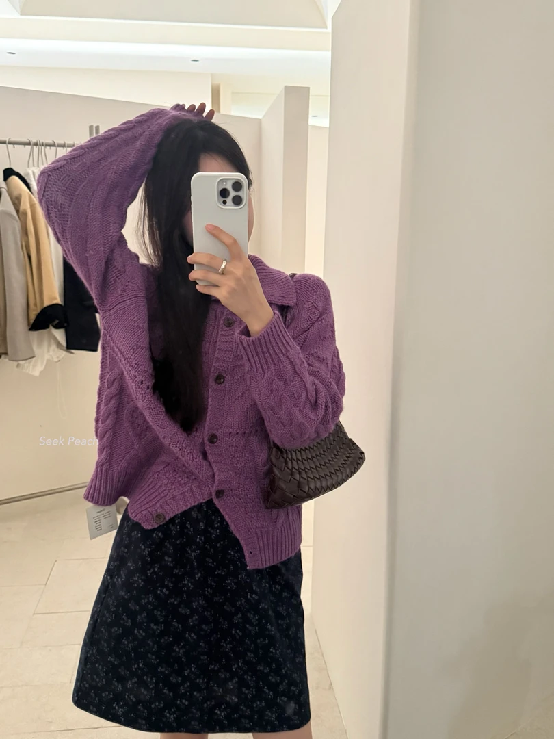 翻领复古长袖熊针织衫秋冬韩版厚款薄款毛针织衫针织