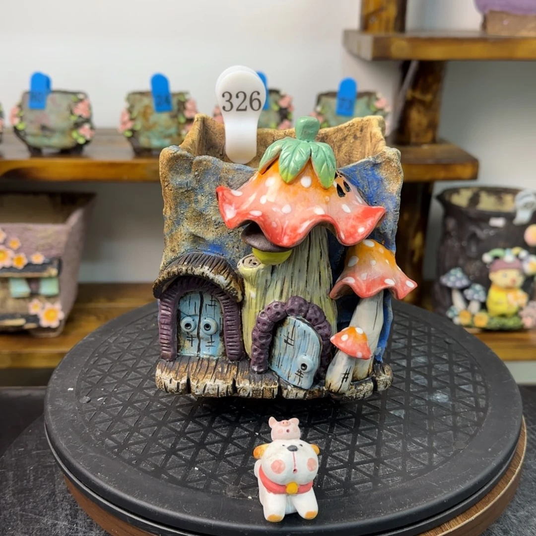 本默花器麦饭石手工花盆