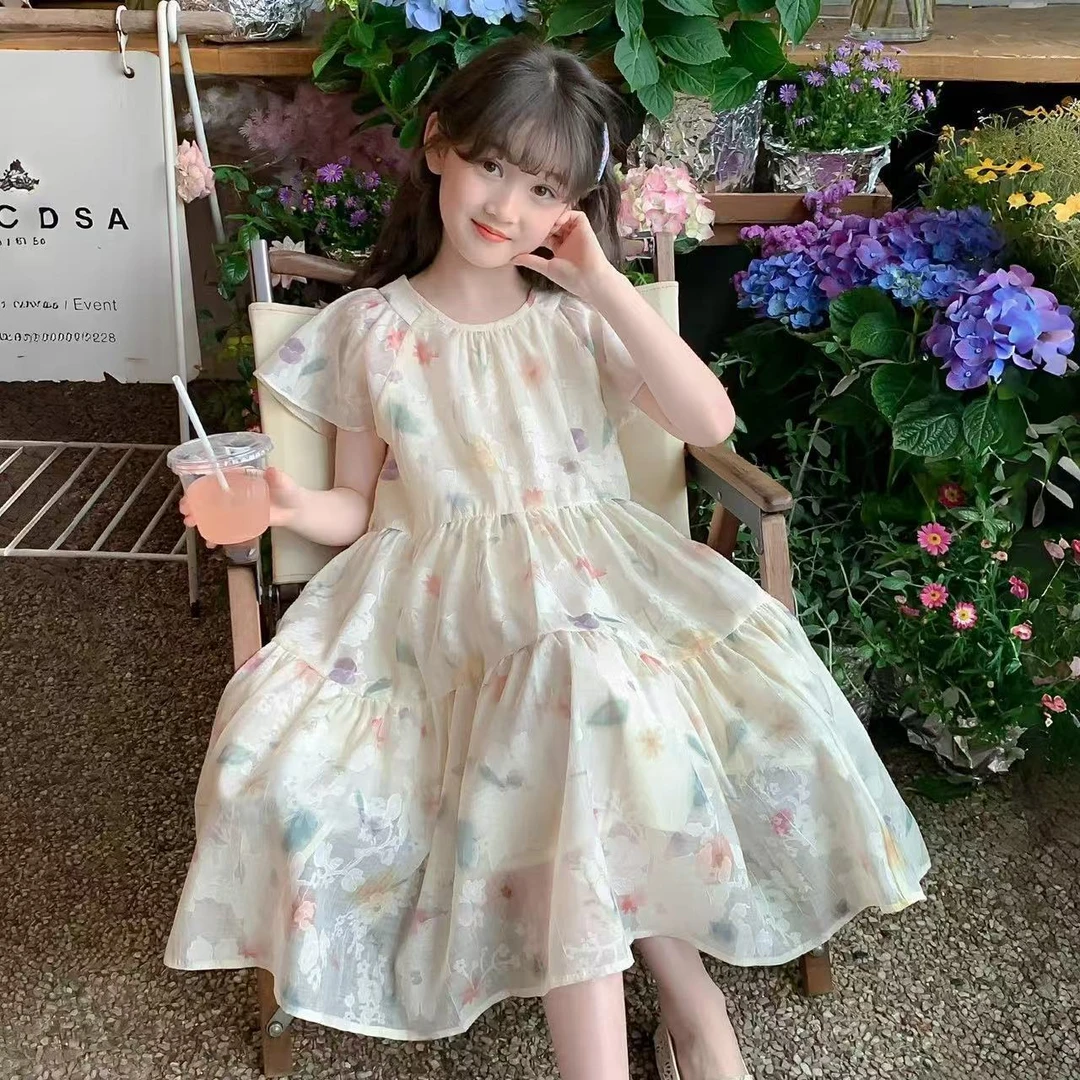 女童连衣裙夏装薄款2025新款韩版中大童碎花裙甜美女孩洋气公主裙