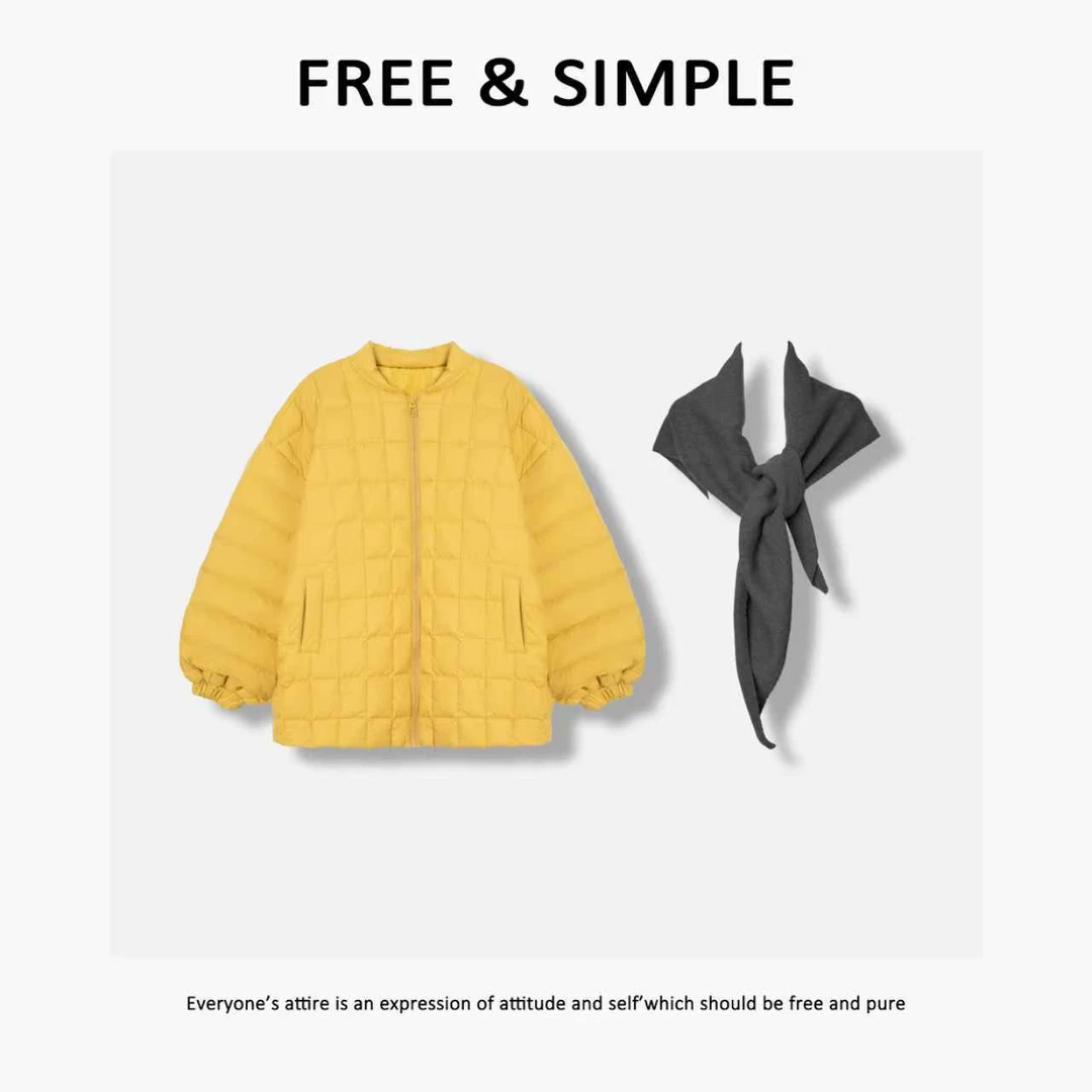 Free&Simple-'熠熠生辉‘秋冬款韩系感时尚带披肩羽绒服-9906