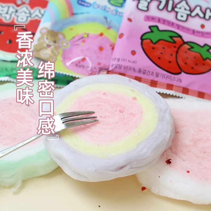 yem棉花糖韩国进口草莓西瓜彩虹跳跳糖酸甜味棉花