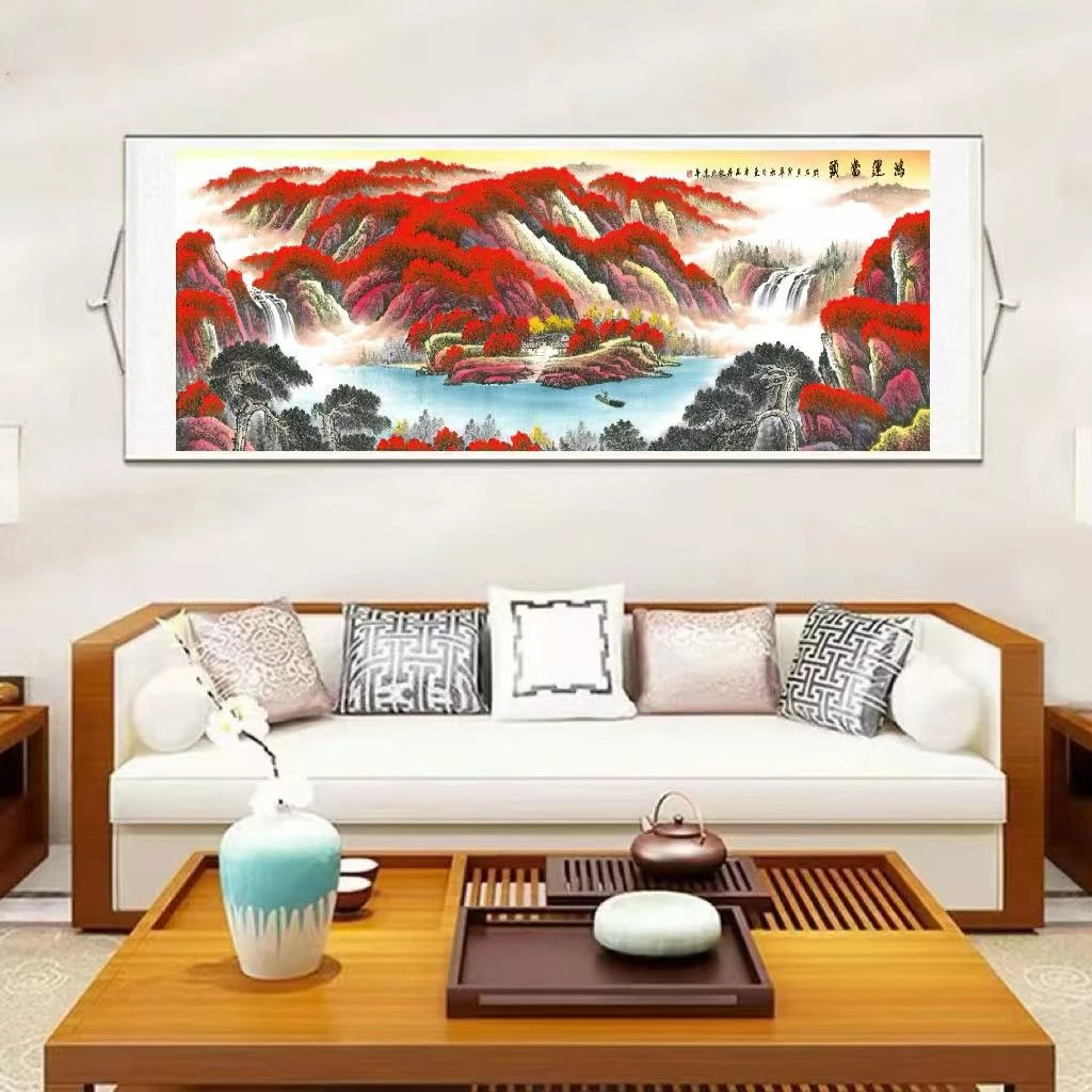 《新鸿运当头》260×80横幅山水画适用于客厅书房茶室办公室装饰