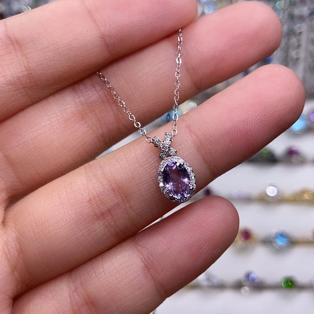 吊坠(不含链)紫晶银S925镶嵌
