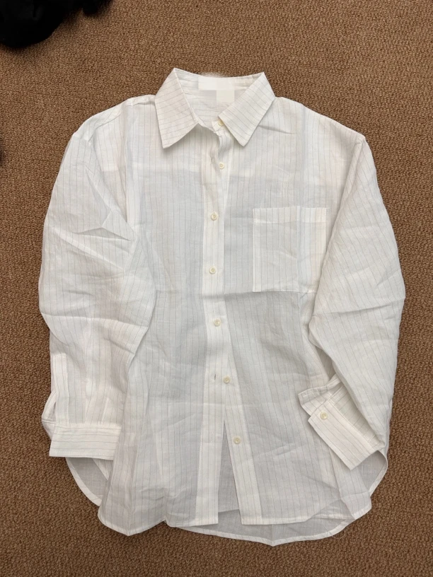 林杠杠春季新品/竖纹衬衣(麻料会起皱 介意勿拍)