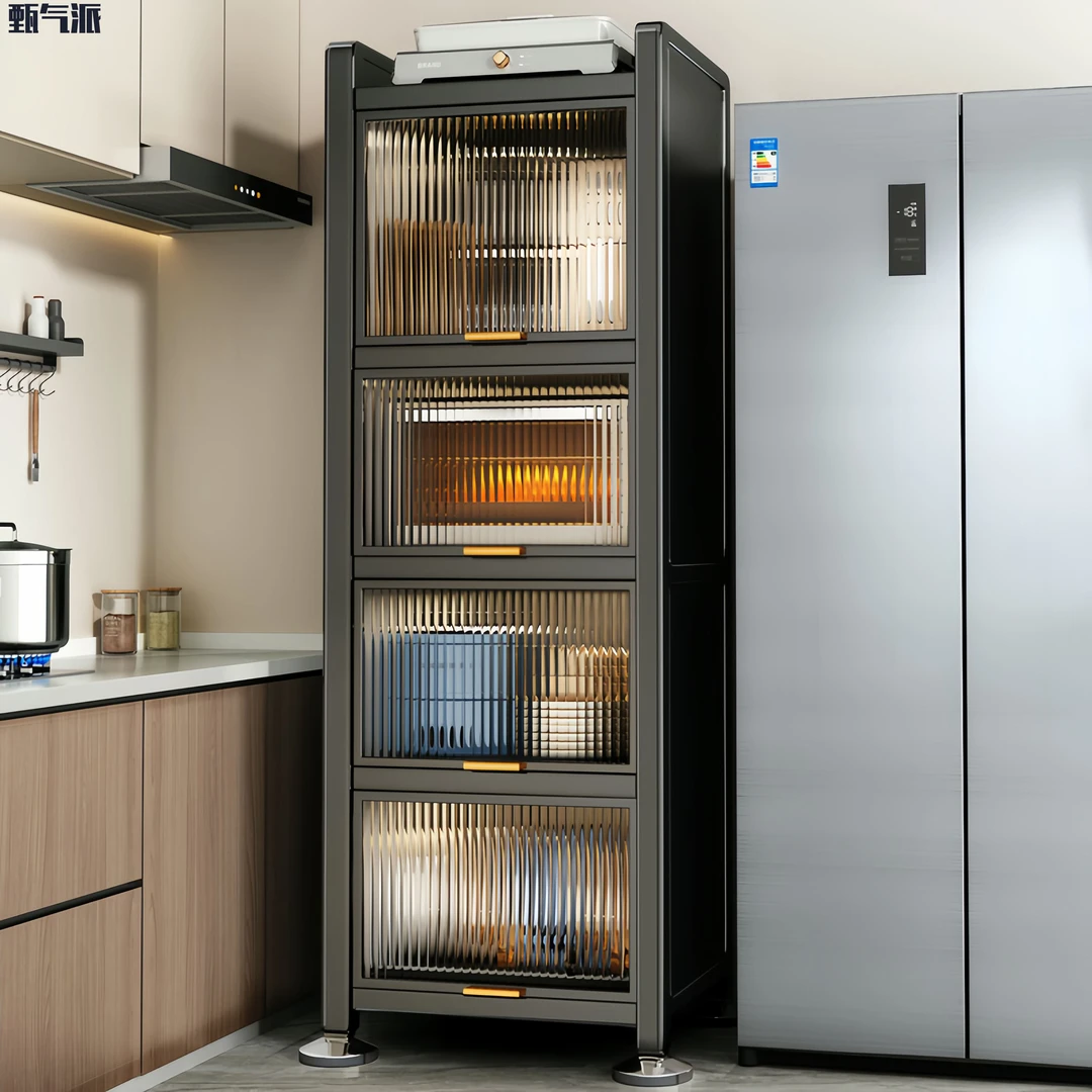 厨房整理带门置物柜缝隙家用落地收纳柜子储物多功能架子夹缝防尘