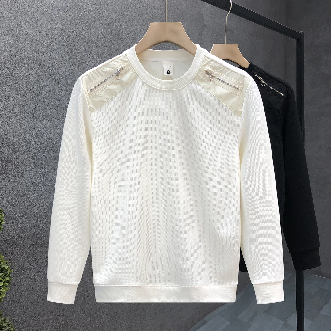 郎的休闲拉链装饰青年卫衣男生秋装套头上衣2025秋冬季新款打底衫