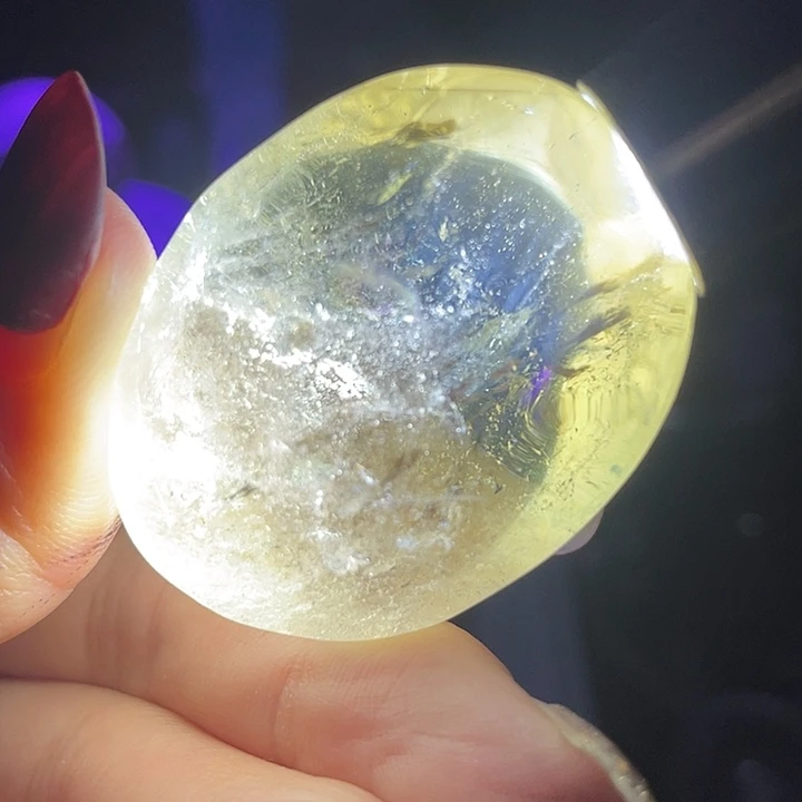 未镶嵌珠宝半成品水晶24蓝针黄水晶把玩长4.2宽3.2厚2.2