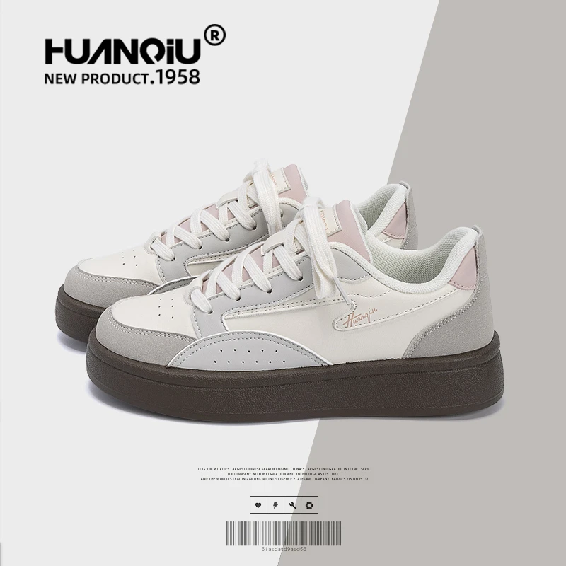 环球休闲百搭板鞋女2025秋季女鞋新款薄款透气高颜值厚底小白鞋潮