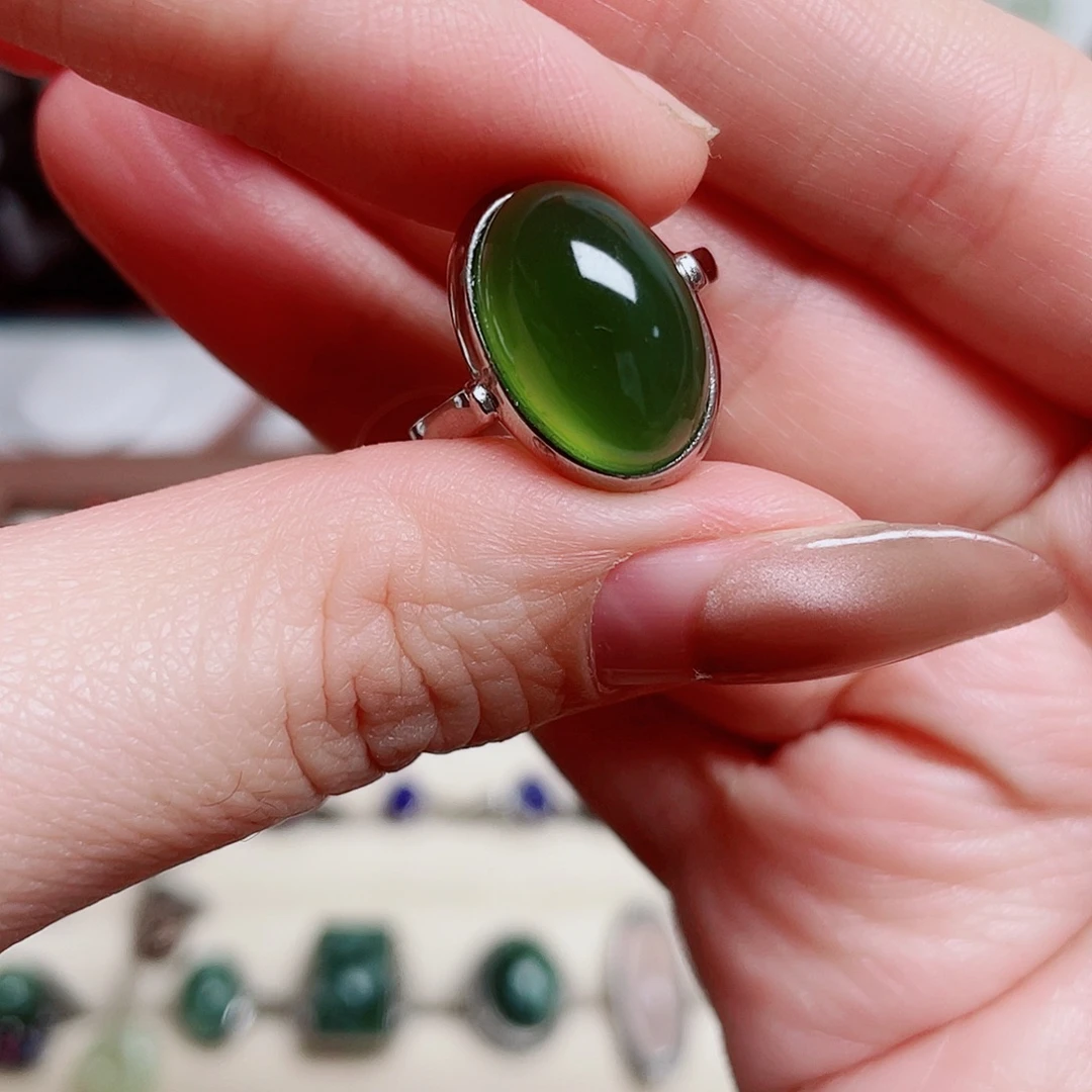 A****岫玉银S925镶嵌戒指