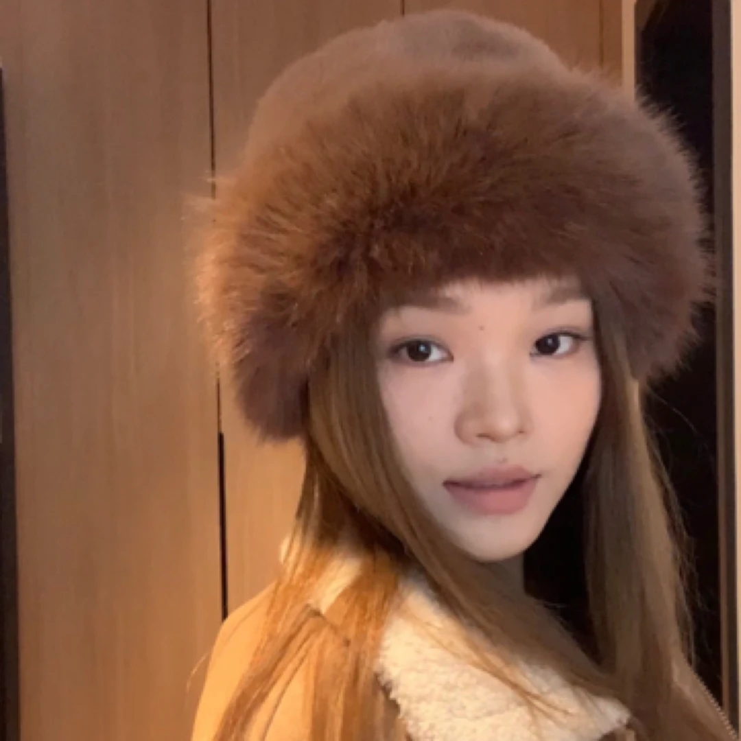 棕色平顶帽秋冬环保皮草保暖帽子