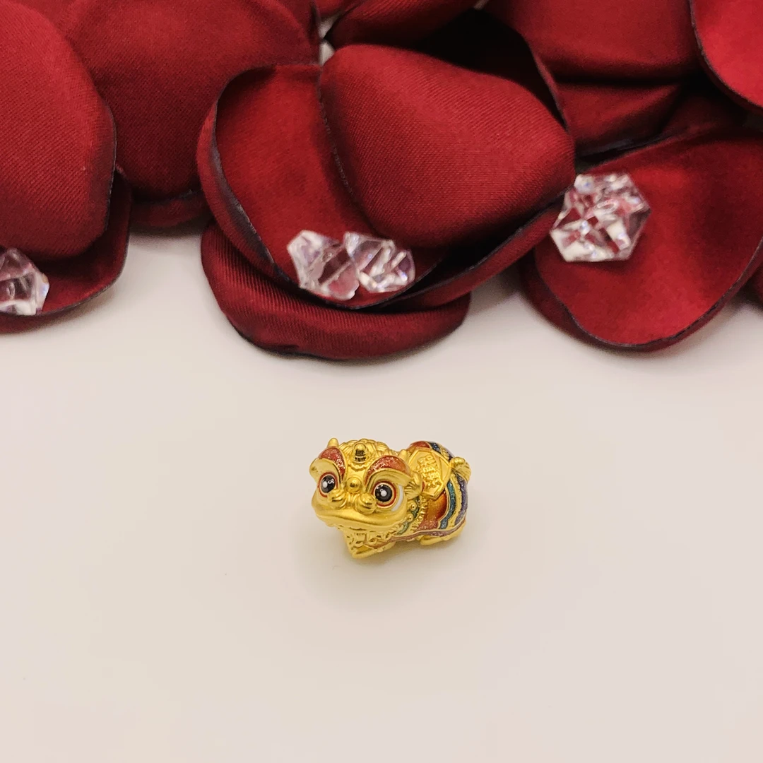 醒狮黄金转运珠 足金转运珠 国潮醒狮 张嘴有福 5D黄金
