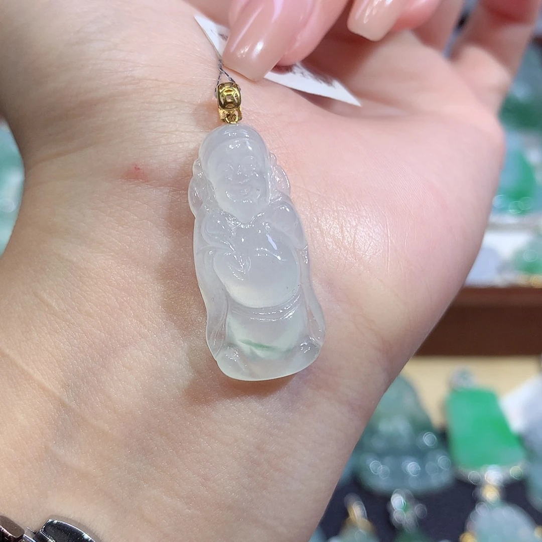 吊坠(不含链)18K金镶嵌翡翠