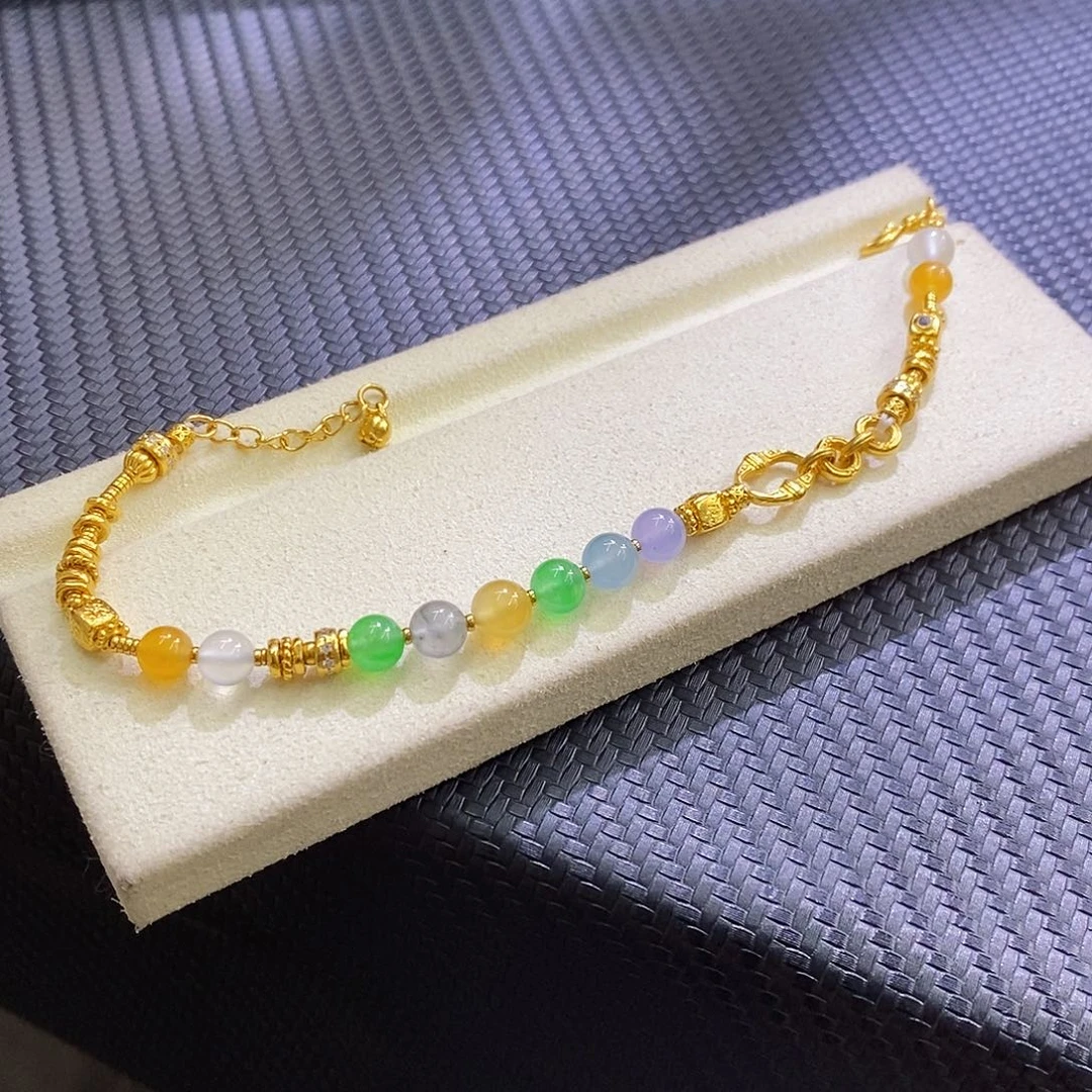 未镶嵌挂件翡翠盘缠手链