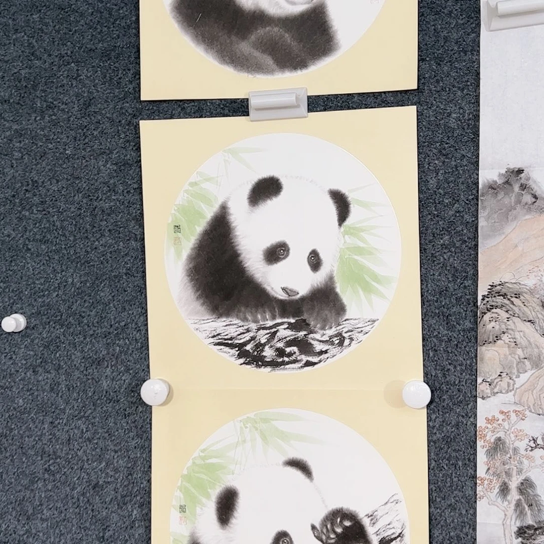 国画芬**水（打包）熊猫图 书画