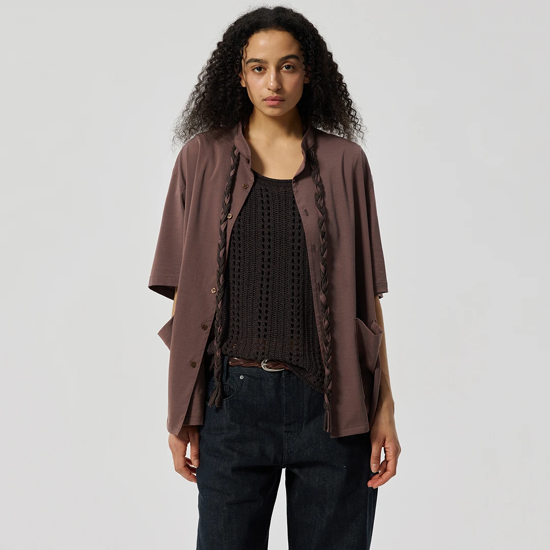 Simple Project*Sennit Band-Collar Shirt 编绳天丝羊毛短袖衬衫