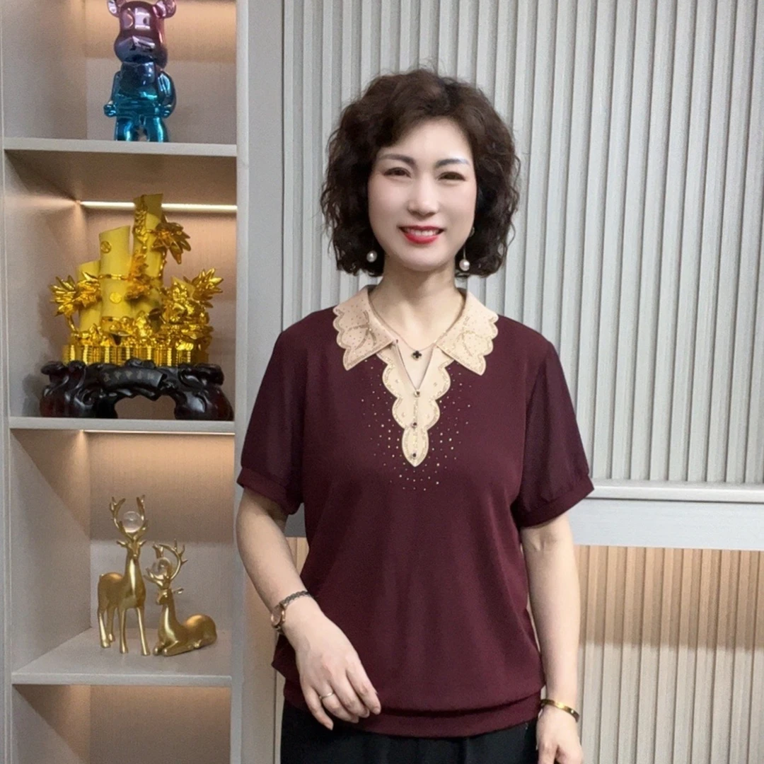 妈妈装流行欧若拉时尚潮牌女装宽松夏装女士独特漂亮小衫休闲百搭