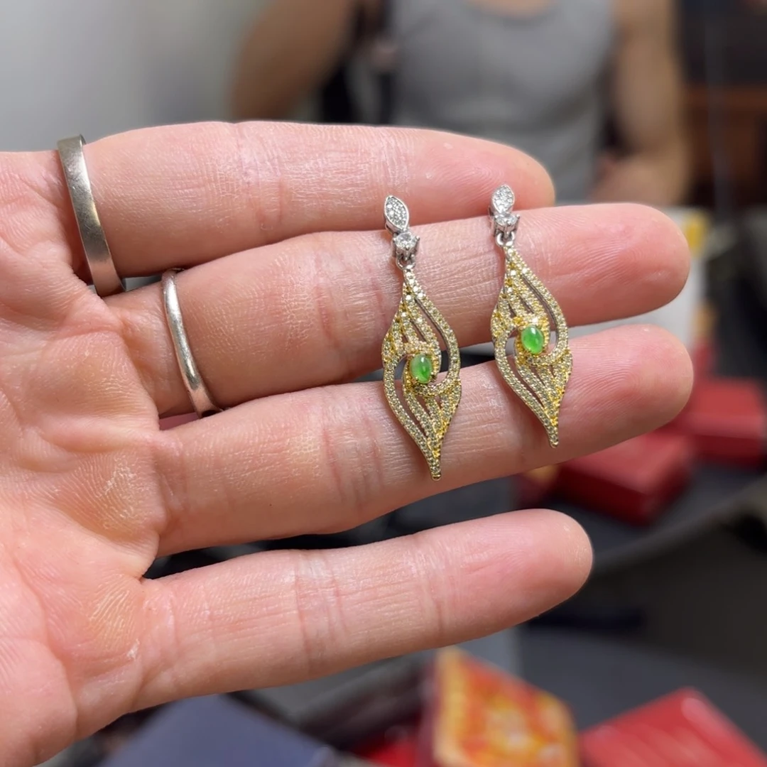 翡翠银S925镀金镶嵌颈饰