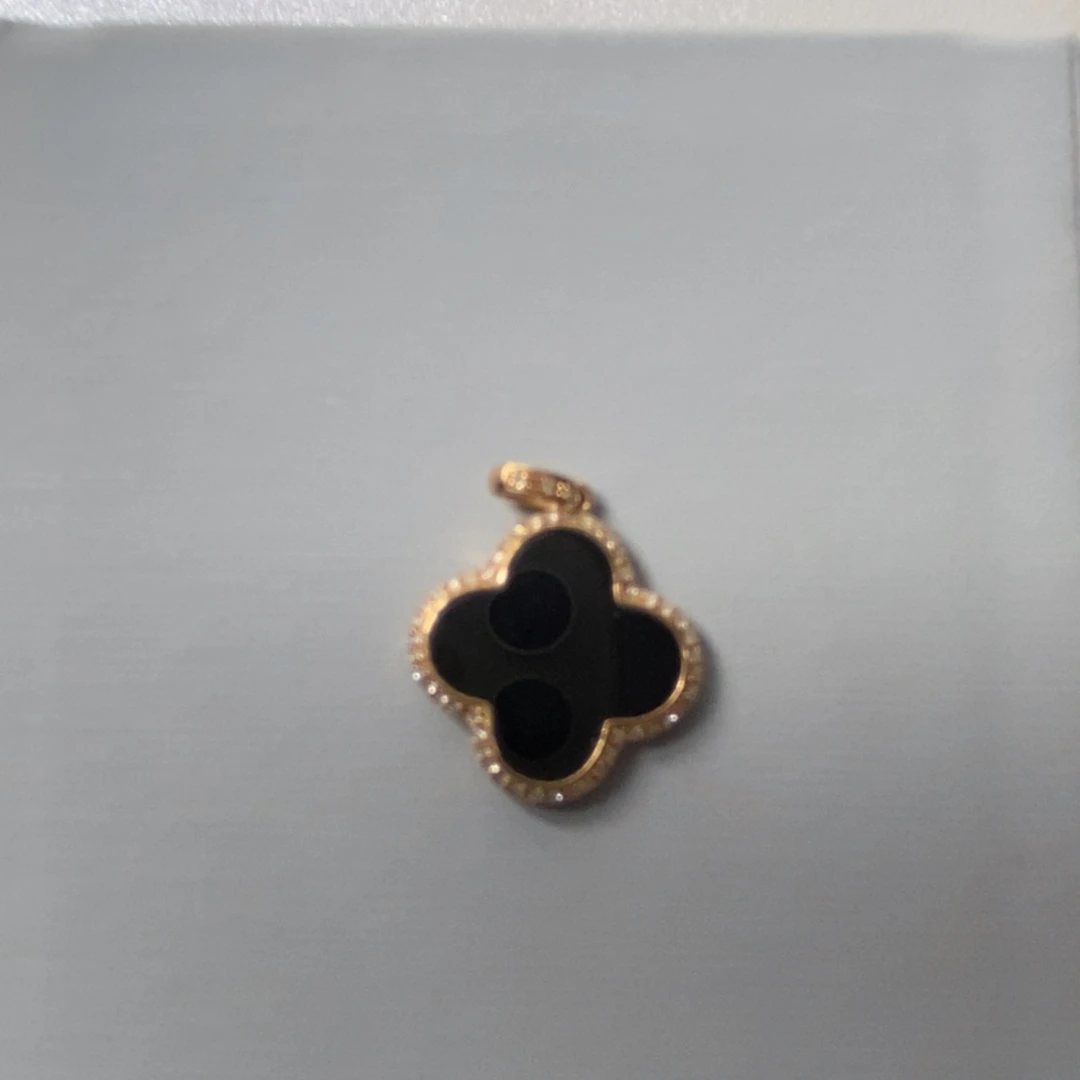 翡翠18K金镶嵌颈饰墨翠