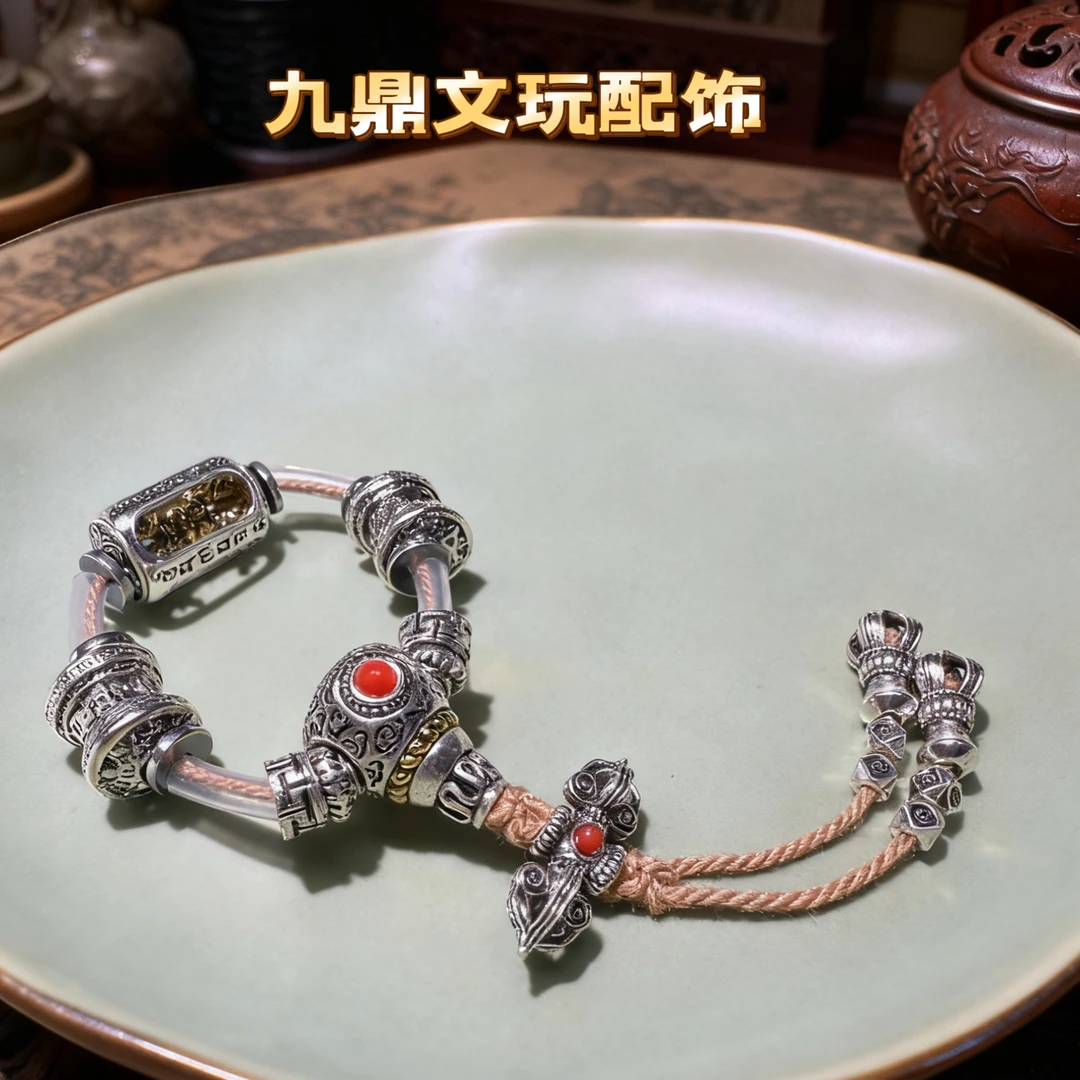 路路通双色三通套装，DiY配件，文玩配饰金刚星月百香108串配饰套装