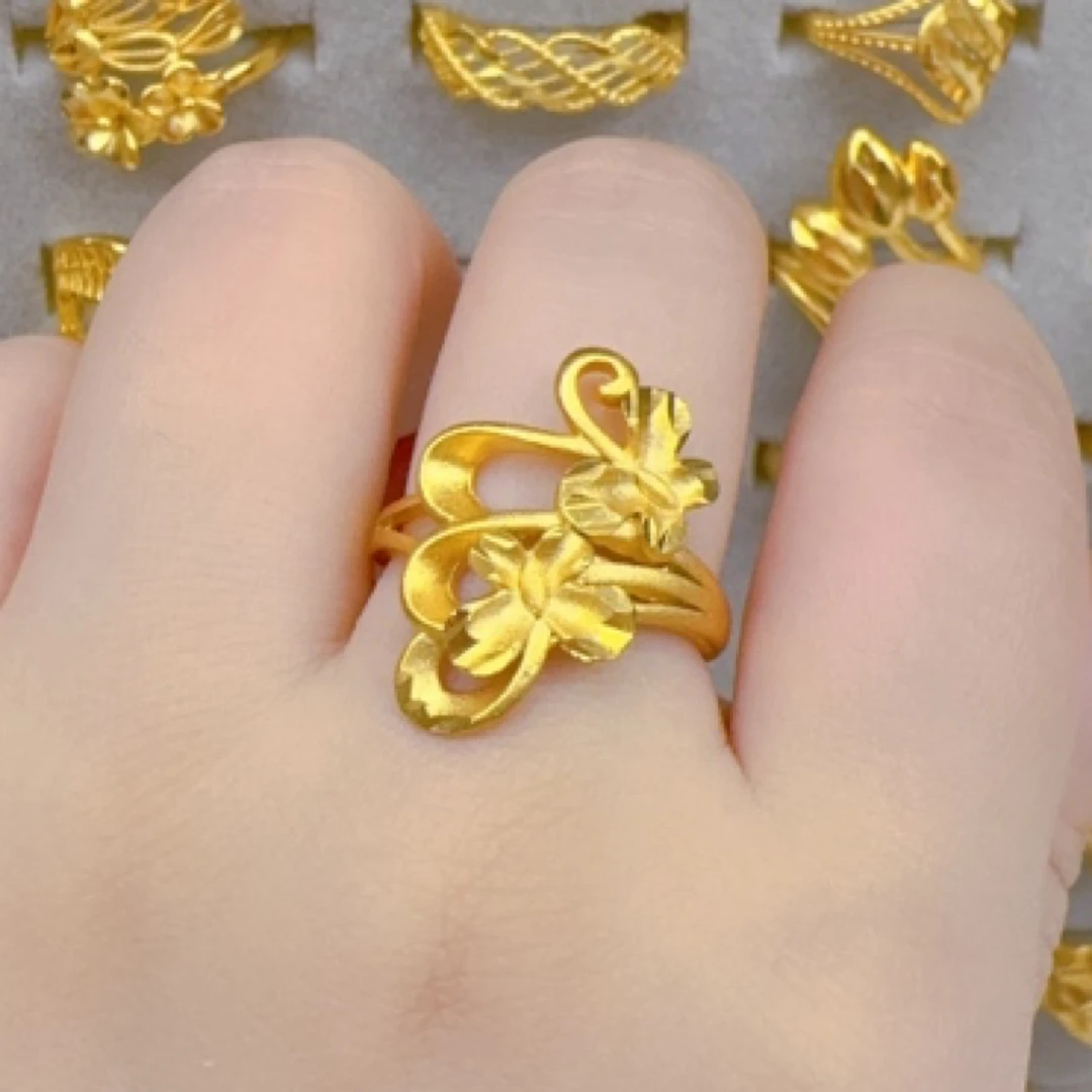 铜合金戒指 时尚简约开口可调节金色戒指秋冬新款17