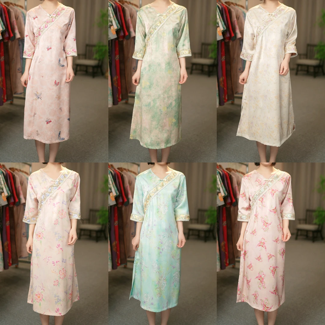 【501-507】改良版旗袍新中式国风复古宽松大码连衣裙