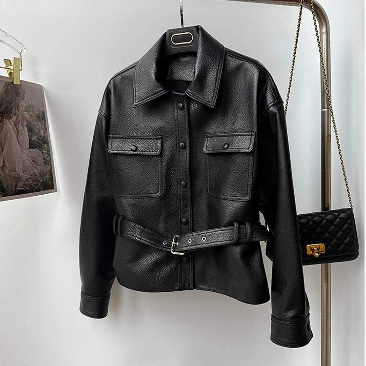 海宁皮衣女皮外套春秋 C-222#