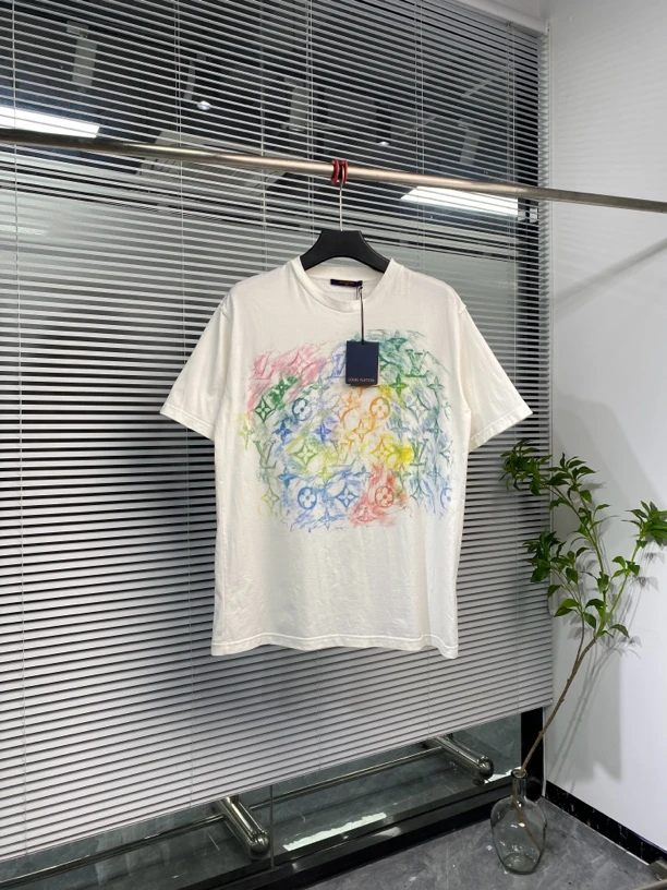 全新未使用 LouisVuitton/路易威登 短袖 蜡笔 涂鸦 XL码 ko2200