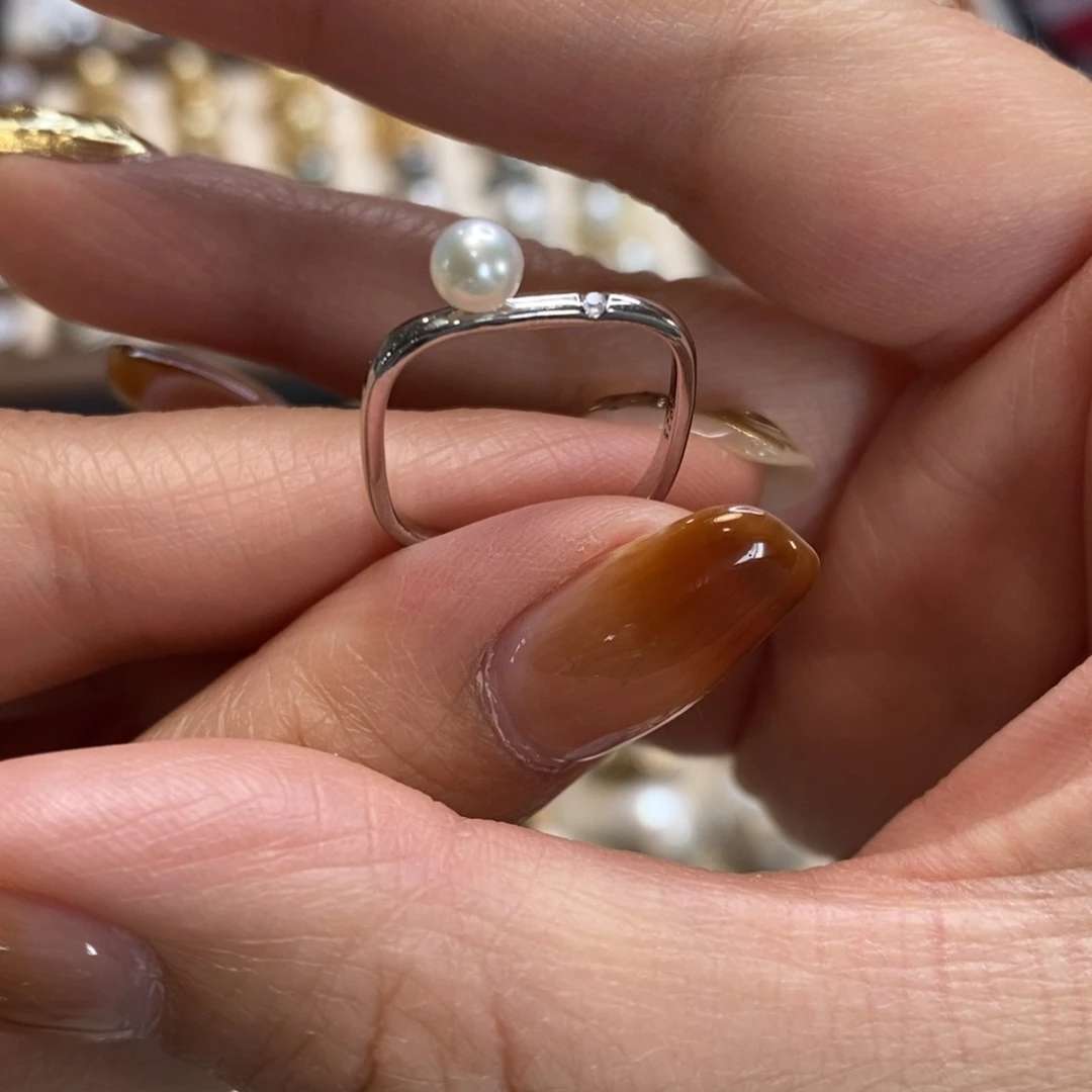 淡水珍珠戒指银S925镶嵌