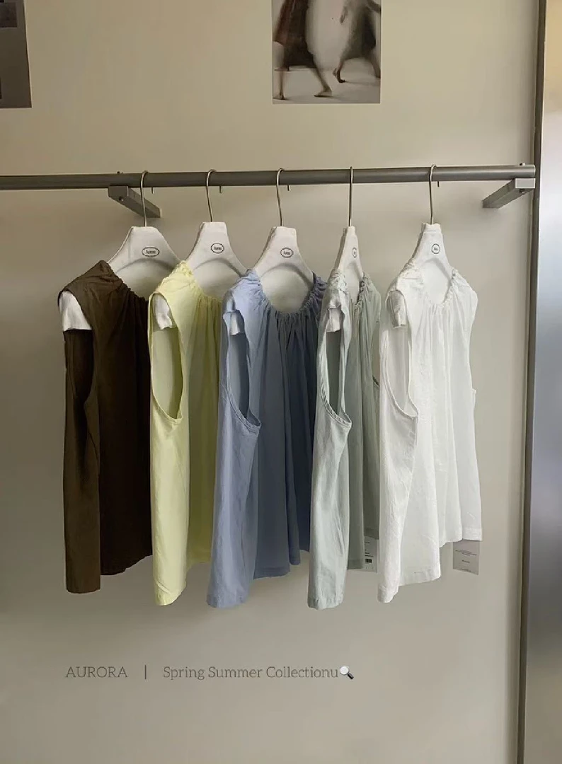 aurora@1878 韩系简约圆领抽褶小飞袖宽松衬衫（42天天➕8亚麻）5-26