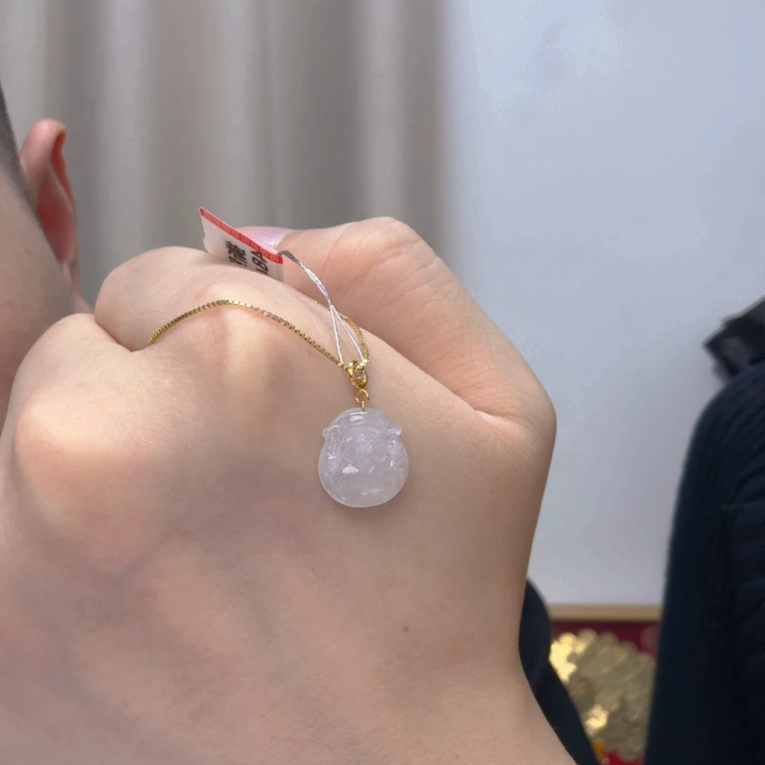 吊坠(不含链)18K金镶嵌翡翠