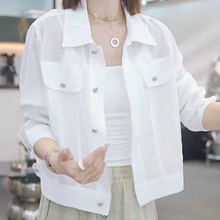 娟儿家2025夏季新款翻领百搭减龄薄款防晒短外套