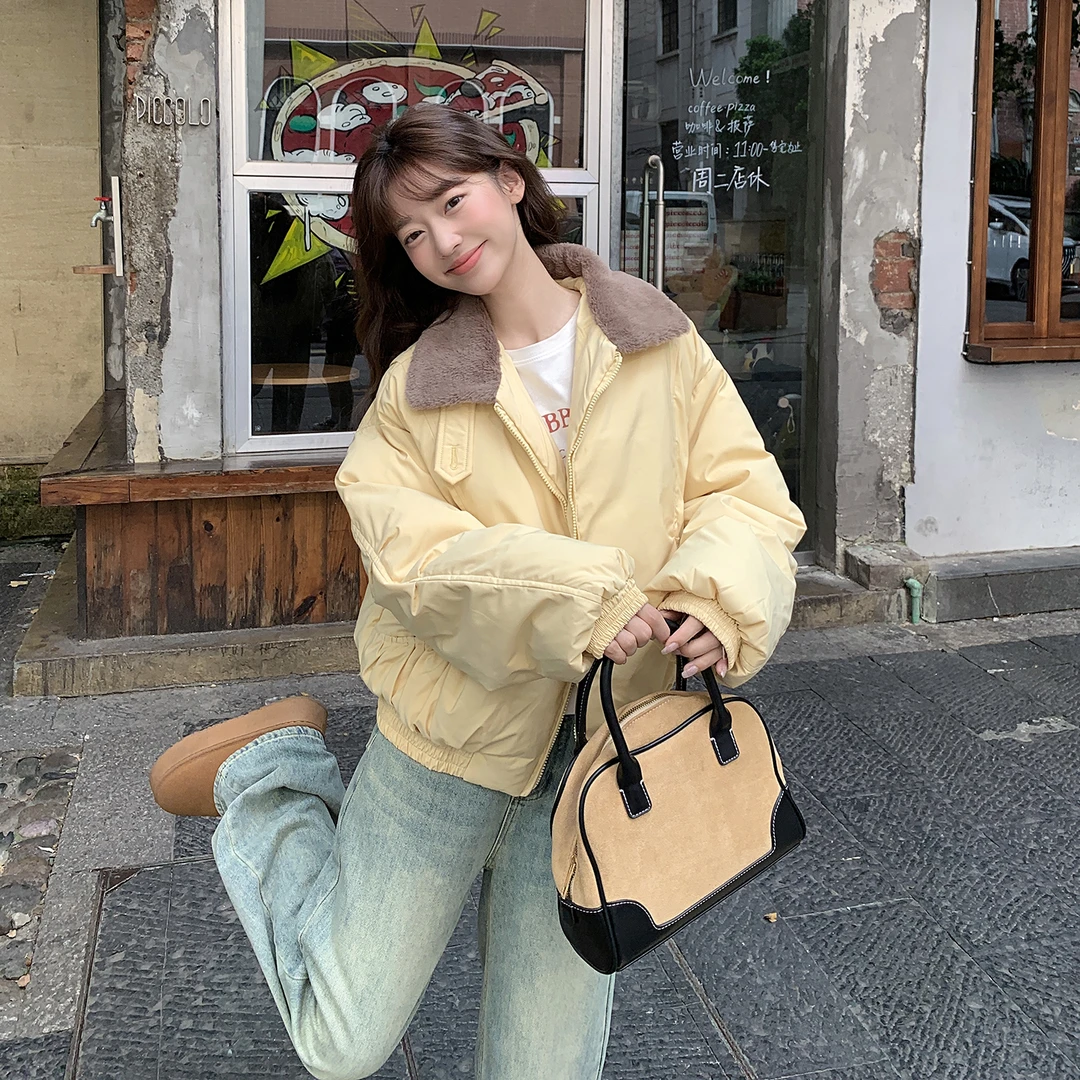 飞行夹克棉服女短款2025年新款冬季小个子韩系棒球服立领保暖外套