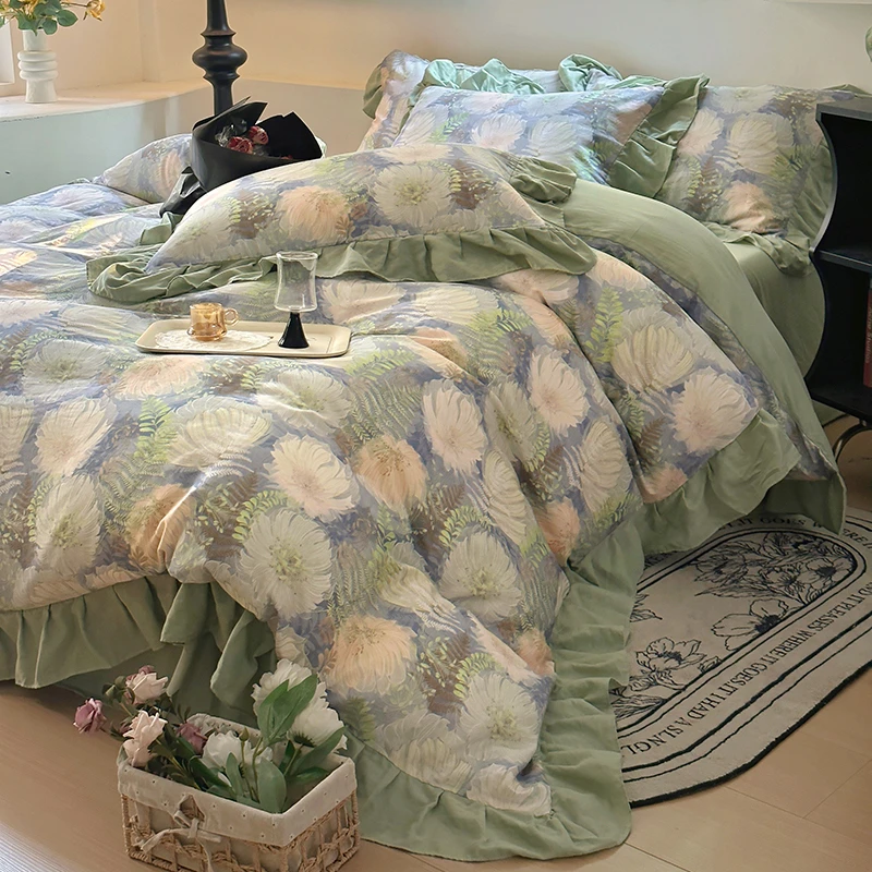 主卧高级感床上高端纯棉四件套韩版全棉加绒四件套牛奶绒双面绒