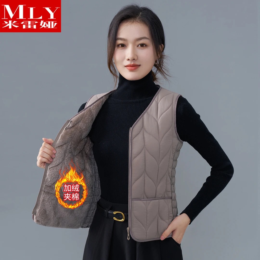 2025秋冬新款加绒棉马甲女爆款修身显瘦马夹内穿加厚贴身保暖背心
