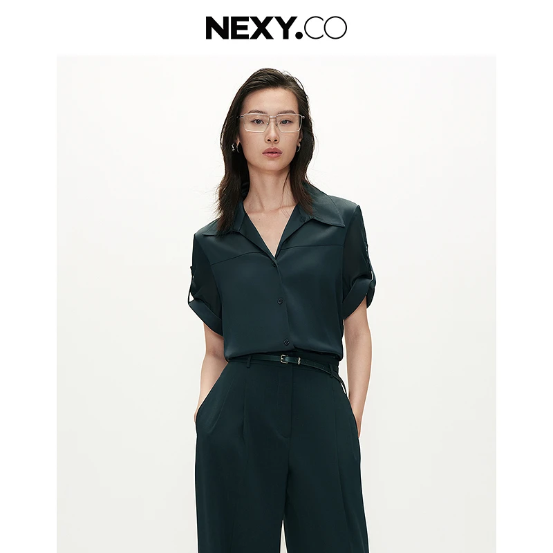 NEXY.CO/奈蔻时尚丝绸气质百搭休闲上衣XE00791K7