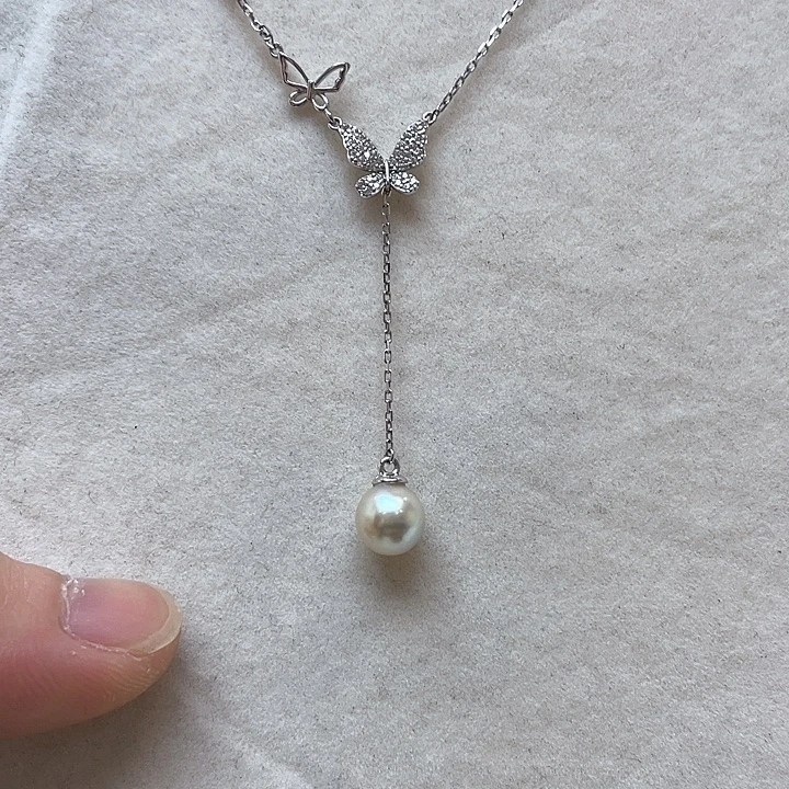 海水珍珠银S925镶嵌项链