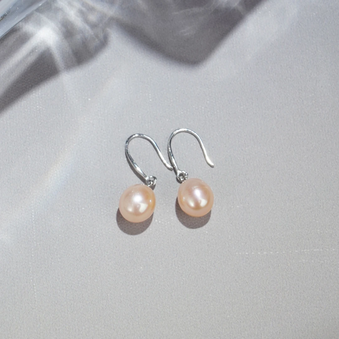 8-9mm秋桂E27-H 无核S925银天然淡水珍珠耳饰耳坠