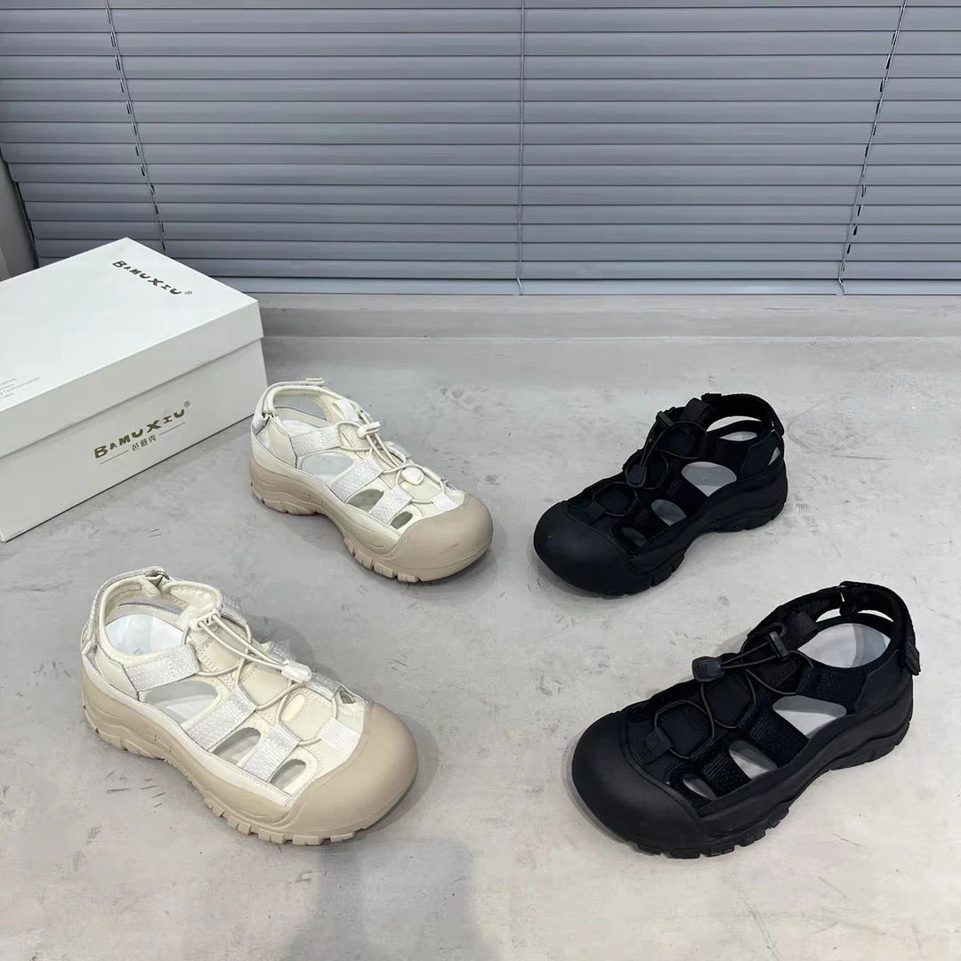 272-27厚底包头凉鞋女款ins潮2025新款洞洞鞋透气百搭休闲老爹鞋