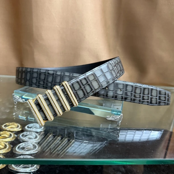 史蒂芬新款百搭男士皮带高档休闲老鹰头牛皮腰带青中老年时尚算盘