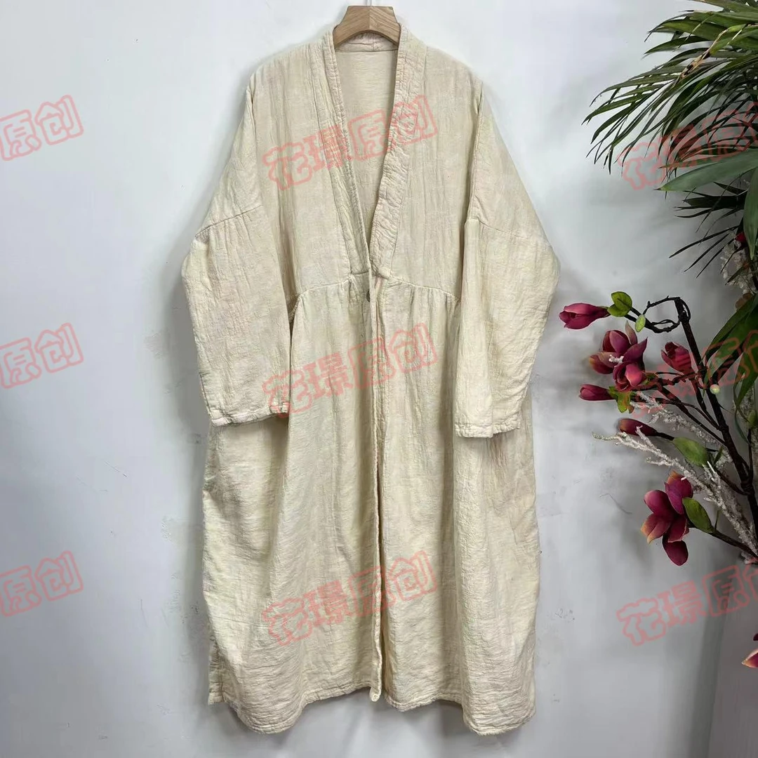 花璟原创设计复古做旧一粒扣长款风衣外套（衣长114胸围150）