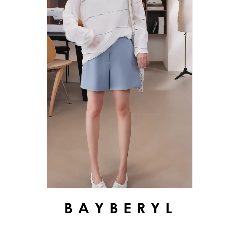 BAYBERYL老贝可机洗抗皱无腰头秋百搭通勤显瘦短裤XXK4L1911